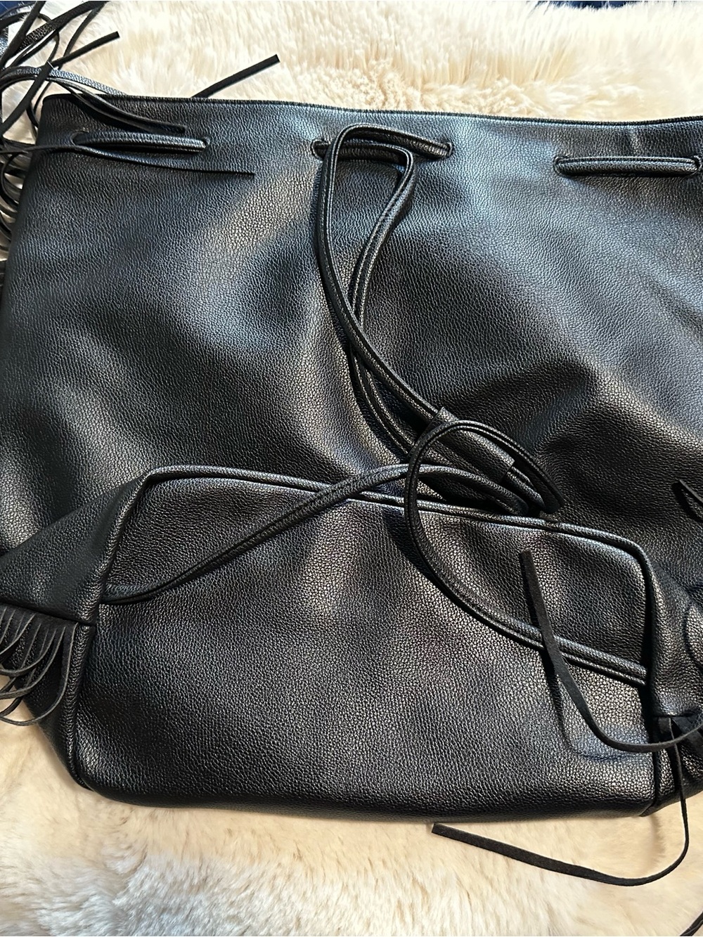 Victoria's Secret Black Drawstring Shopper Tote NWT - Picture 2 of 4